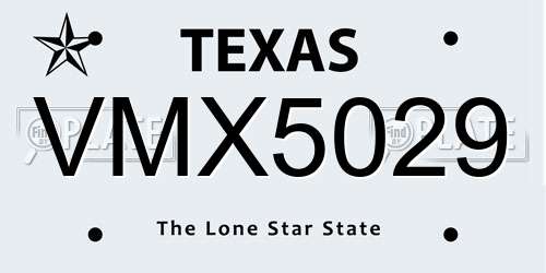 VMX5029 Texas License Plate