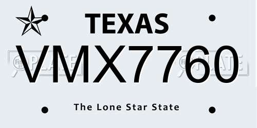 VMX7760 Texas License Plate