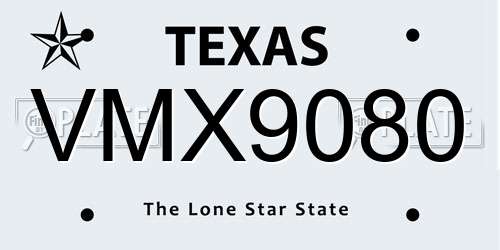 VMX9080 Texas License Plate