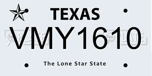 VMY1610 Texas License Plate