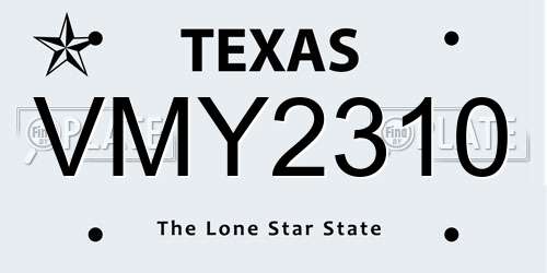 VMY2310 Texas License Plate