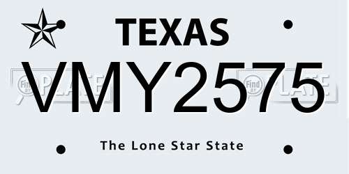 VMY2575 Texas License Plate