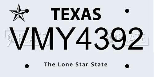 VMY4392 Texas License Plate