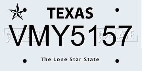 VMY5157 Texas License Plate