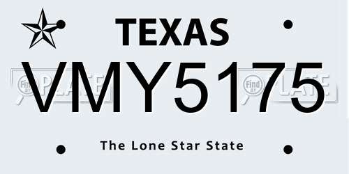VMY5175 Texas License Plate