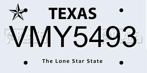 VMY5493 Texas License Plate