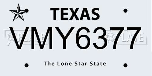 VMY6377 Texas License Plate