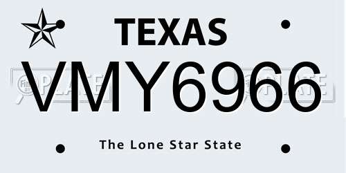 VMY6966 Texas License Plate