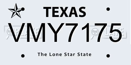 VMY7175 Texas License Plate
