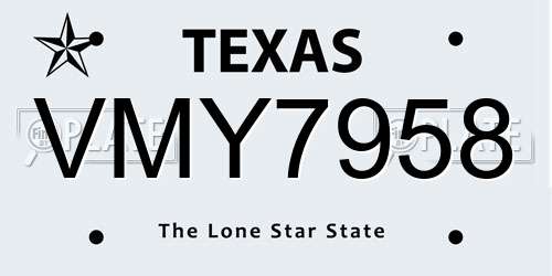 VMY7958 Texas License Plate