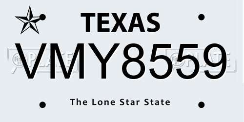 VMY8559 Texas License Plate