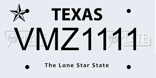 VMZ1111 Texas License Plate