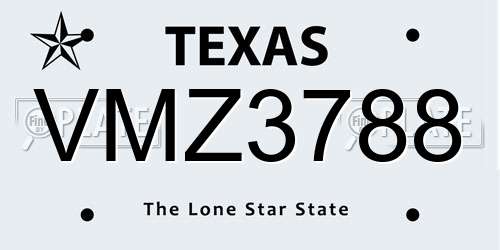 VMZ3788 Texas License Plate