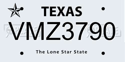 VMZ3790 Texas License Plate