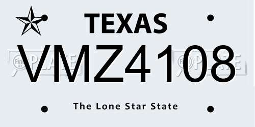 VMZ4108 Texas License Plate