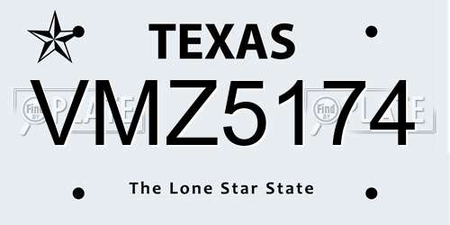 VMZ5174 Texas License Plate