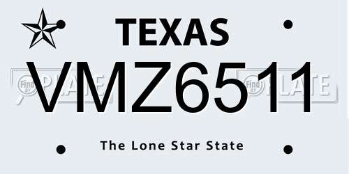 VMZ6511 Texas License Plate