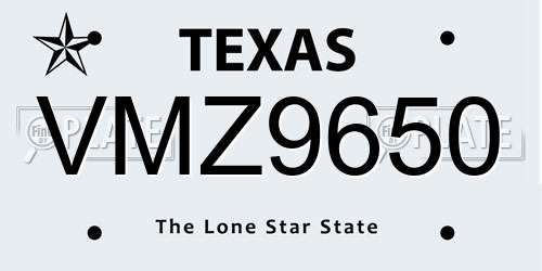 VMZ9650 Texas License Plate