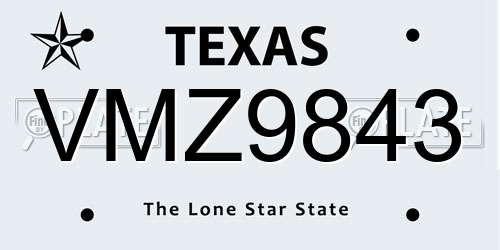 VMZ9843 Texas License Plate