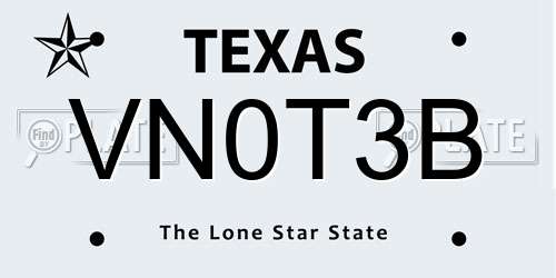 VN0T3B Texas License Plate
