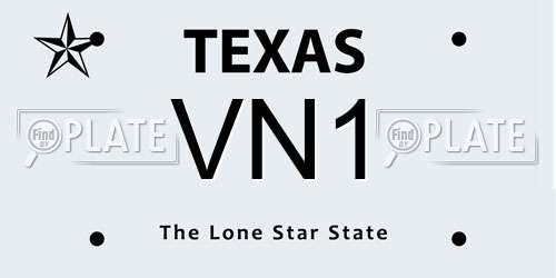 VN1 Texas License Plate
