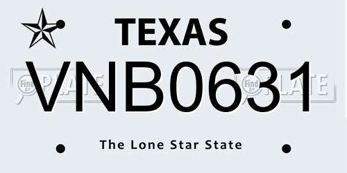 VNB0631 Texas License Plate