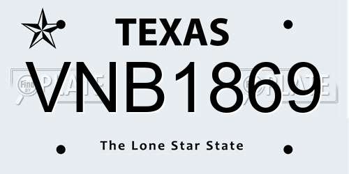 VNB1869 Texas License Plate