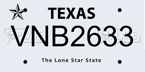 VNB2633 Texas License Plate