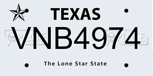 VNB4974 Texas License Plate