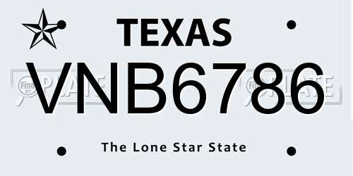 VNB6786 Texas License Plate