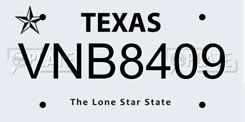 VNB8409 Texas License Plate