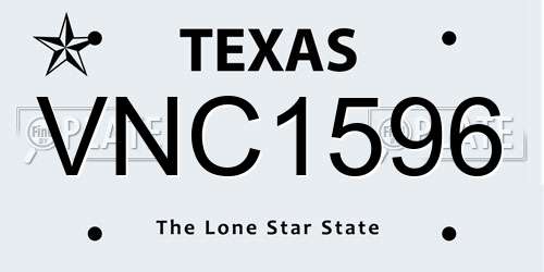 VNC1596 Texas License Plate