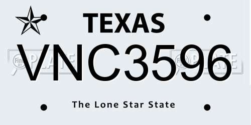 VNC3596 Texas License Plate