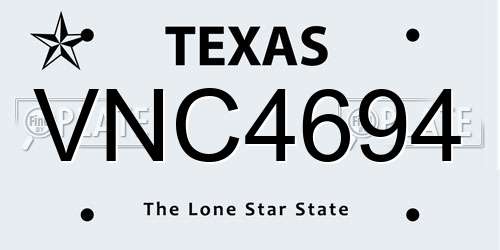 VNC4694 Texas License Plate