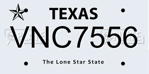 VNC7556 Texas License Plate