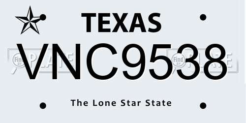 VNC9538 Texas License Plate