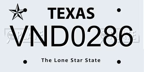VND0286 Texas License Plate