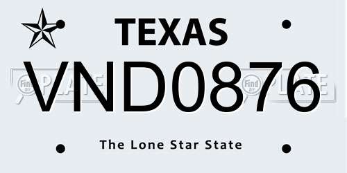 VND0876 Texas License Plate