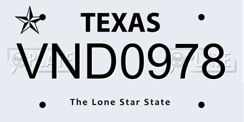 VND0978 Texas License Plate