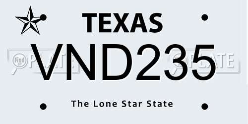 VND235 Texas License Plate