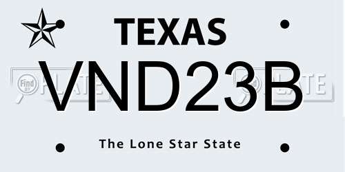 VND23B Texas License Plate