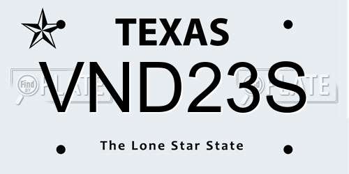 VND23S Texas License Plate