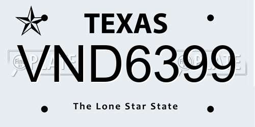 VND6399 Texas License Plate
