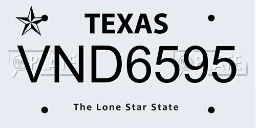 VND6595 Texas License Plate