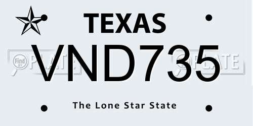 VND735 Texas License Plate
