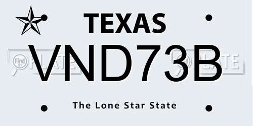 VND73B Texas License Plate
