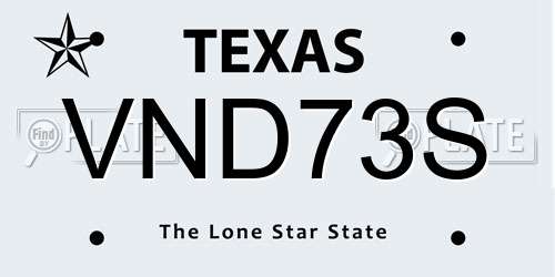 VND73S Texas License Plate