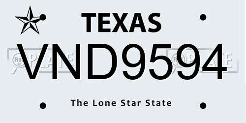VND9594 Texas License Plate