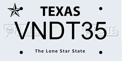 VNDT35 Texas License Plate