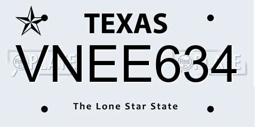 VNEE634 Texas License Plate